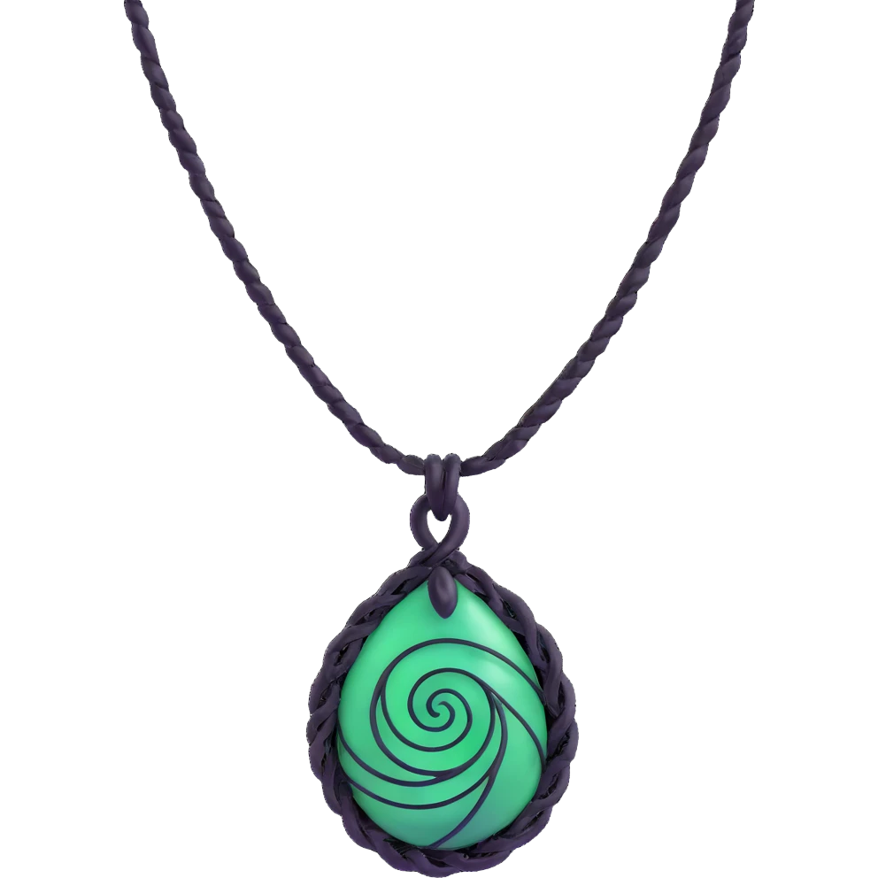 Moana's necklace with heart of Te Fiti green spiral stone emoji