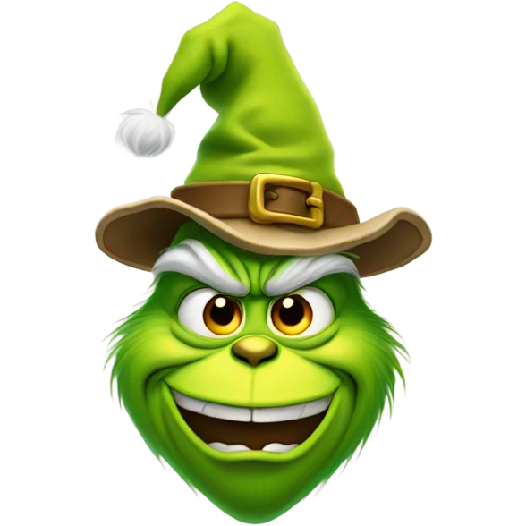 Grinch wearing a pilgrim buckle hat emoji