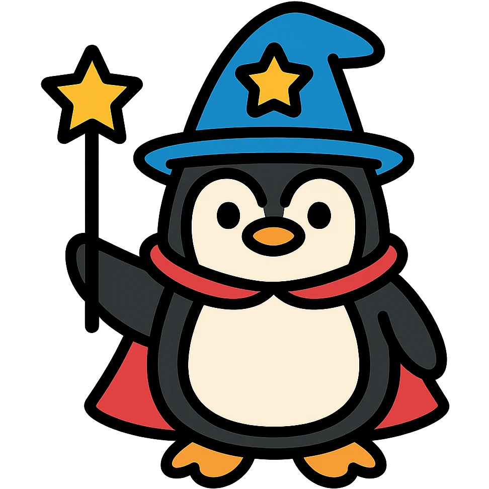 A penguin wizard emoji