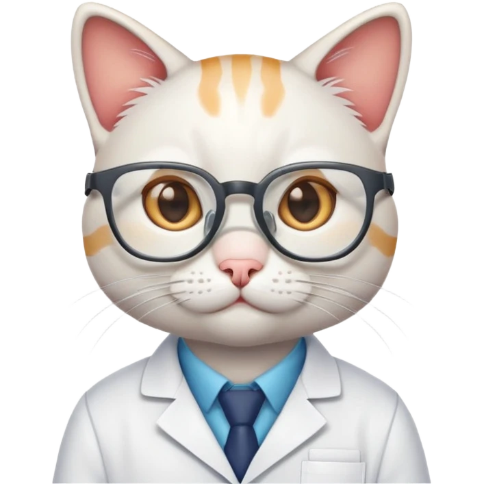 cat scientist wearing lab coat and glasses emoji