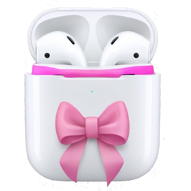 Airpods with pink ribbons emoji