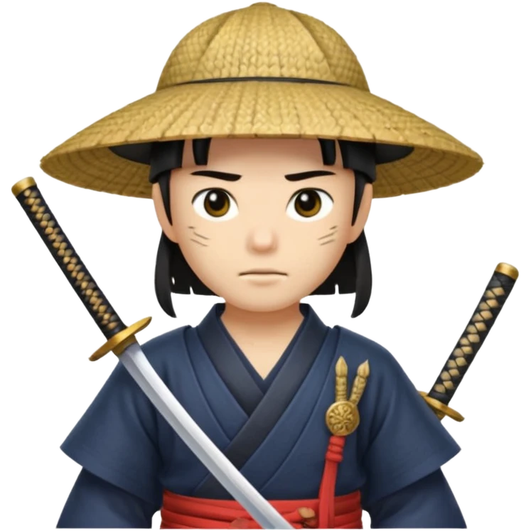 Samurais in Hat, Samurai with straw hat and sword sheath emoji