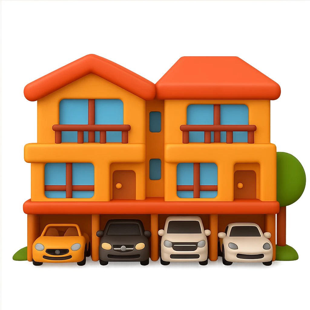 Transform the house in the reference image into a playful 3D emoji-style home with simplified and stylized features. Keep the main features recognizable but adapt them to a 3D emoji look. The background should be transparent. emoji