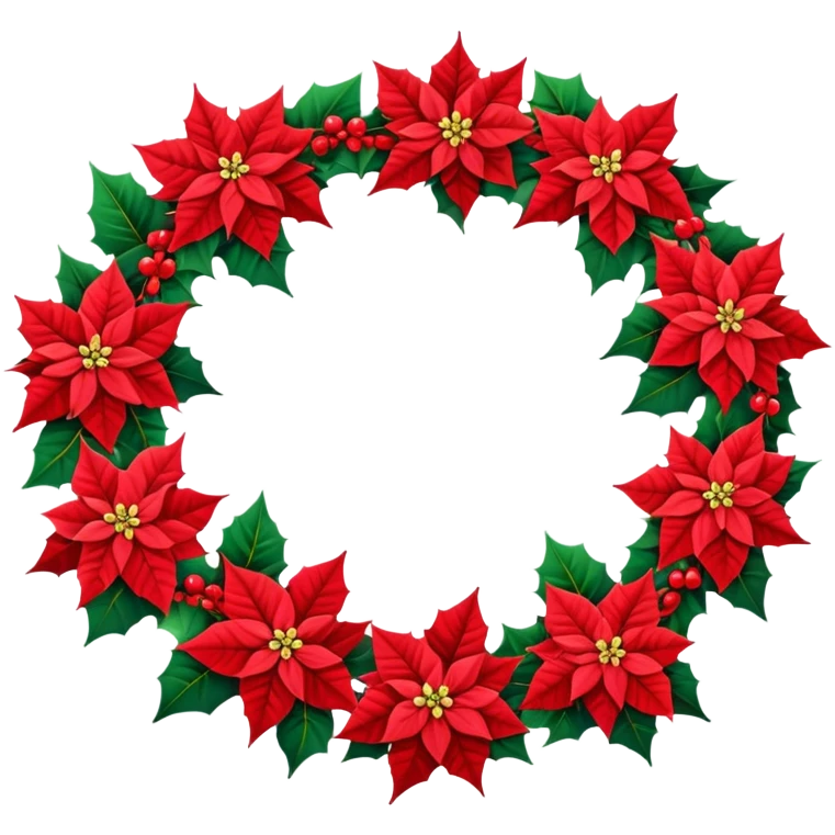 Red poinsettia wreath emoji