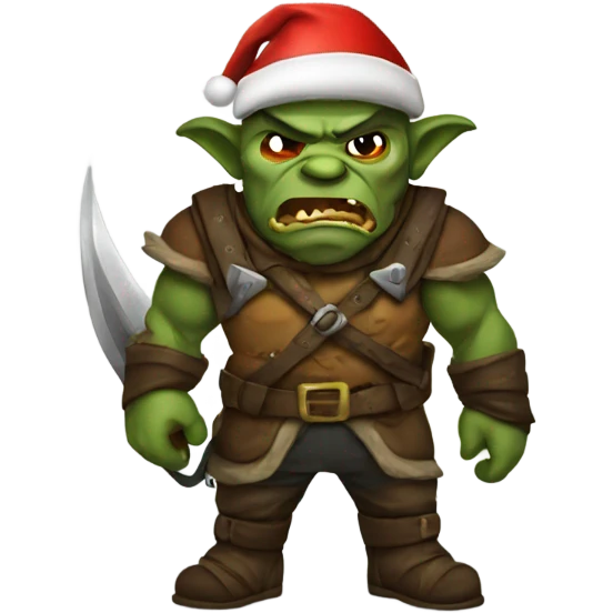 Fierce Orc ranger wearing santa hat emoji