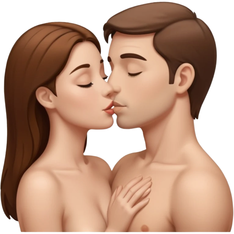 White woman kissing white man naked  emoji
