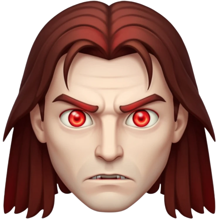 Evil, shadowie Male lord with Red glowing eyes and Long Brown Hair  emoji