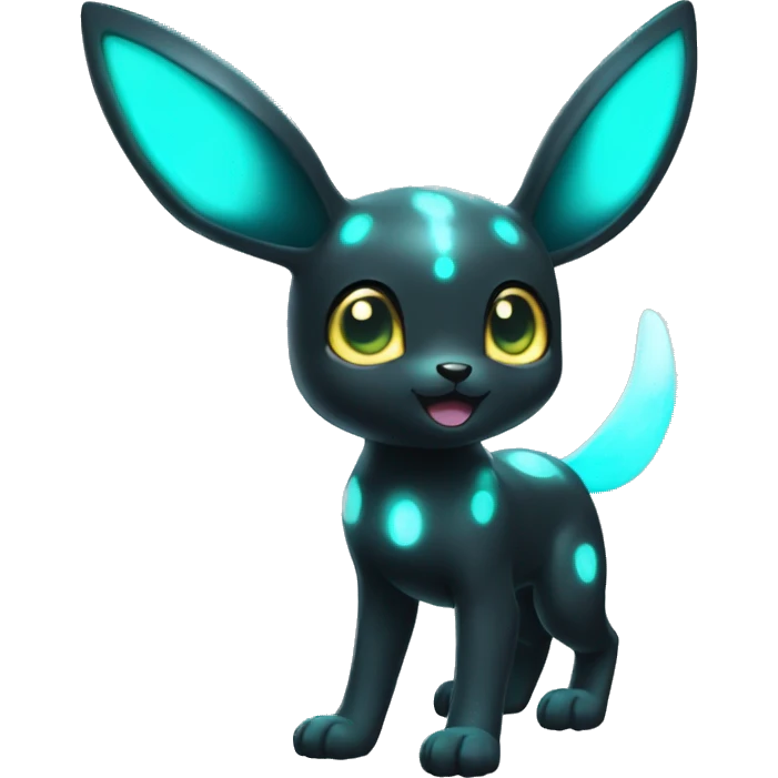 White Shiny Umbreon with glowing cyan markings full body emoji
