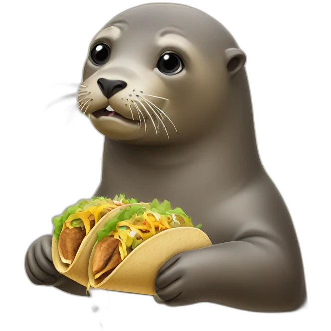 A sea lion eating a tacos emoji