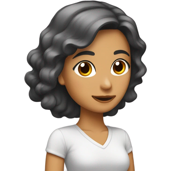 Mujer morena con cabello hasta los hombres esquiando  emoji