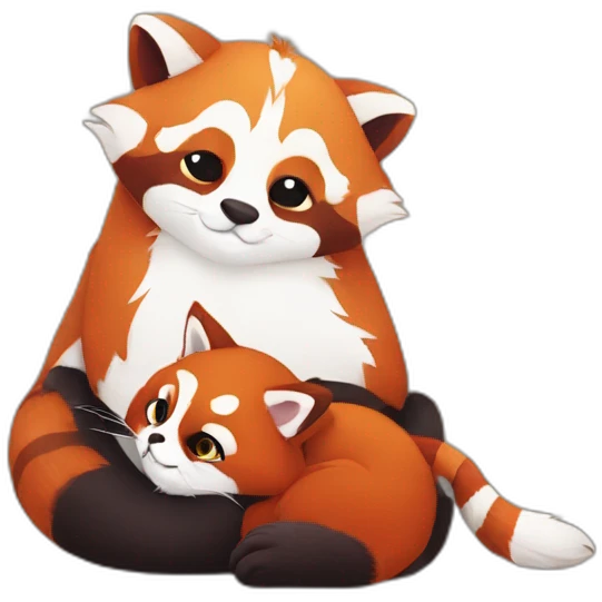 red-panda-cuddles-with-cat emoji