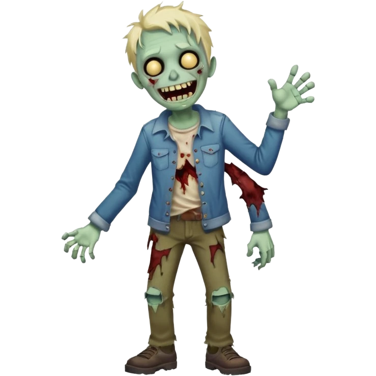 A cute, cheerful zombie is laughing at full length emoji