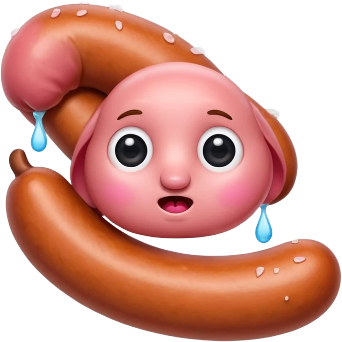 Crying sausage with eyes emoji