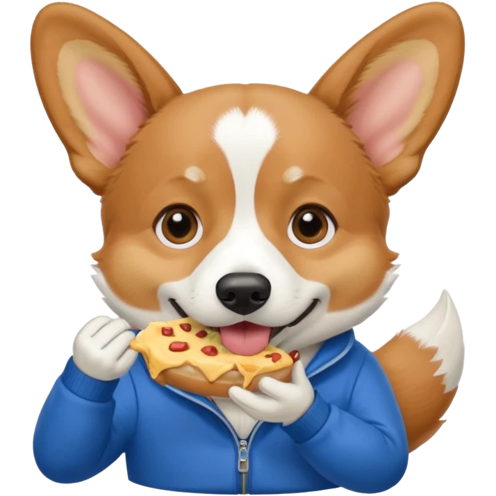 perrita caricatura gorgi gales comiendo con ropa celeste emoji