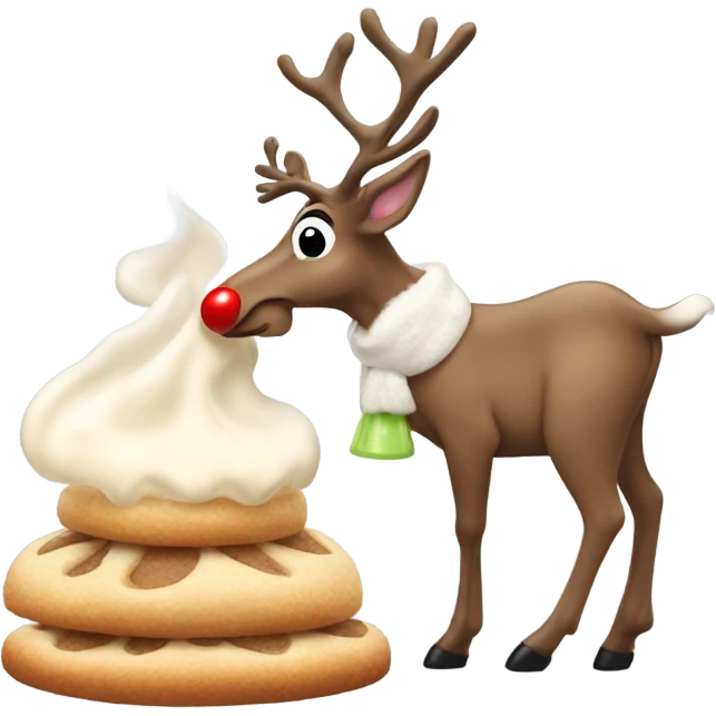 The gayest reindeer in drag sniffing baking soda emoji