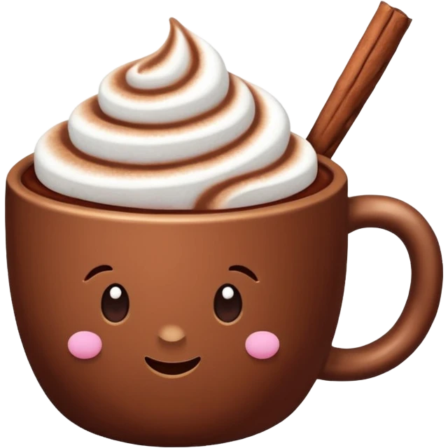 cup of cocoa with marshmallows, no face emoji