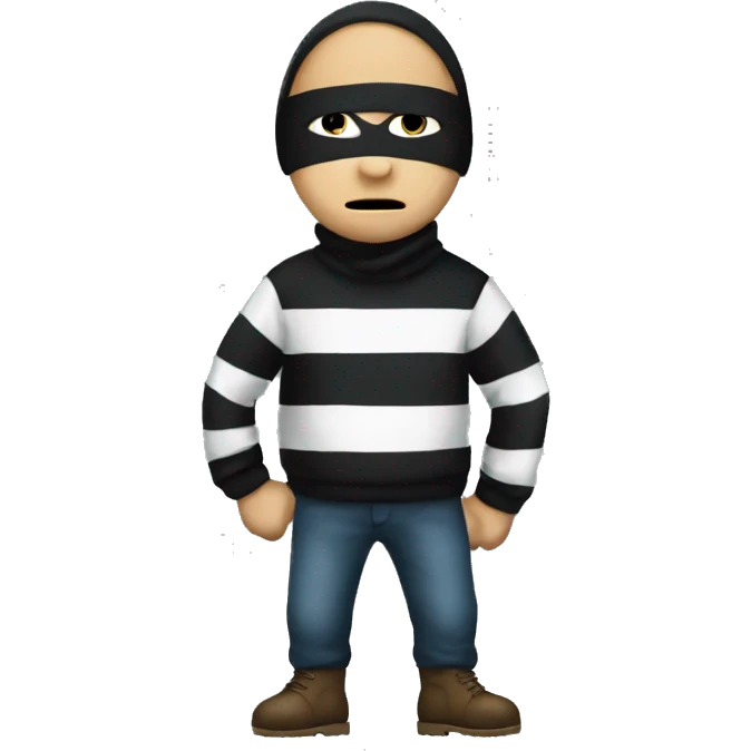 robber emoji with striped jumper emoji