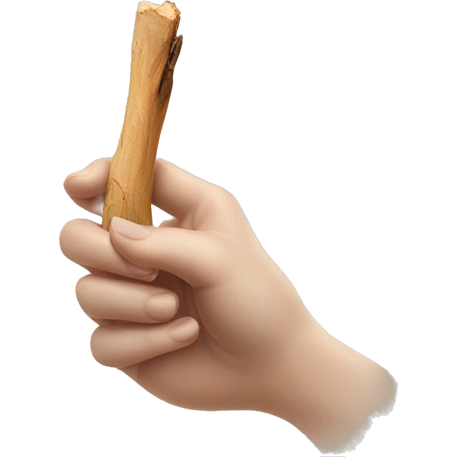 feminine pale hand holding smoking palo santo realistic soft textures emoji
