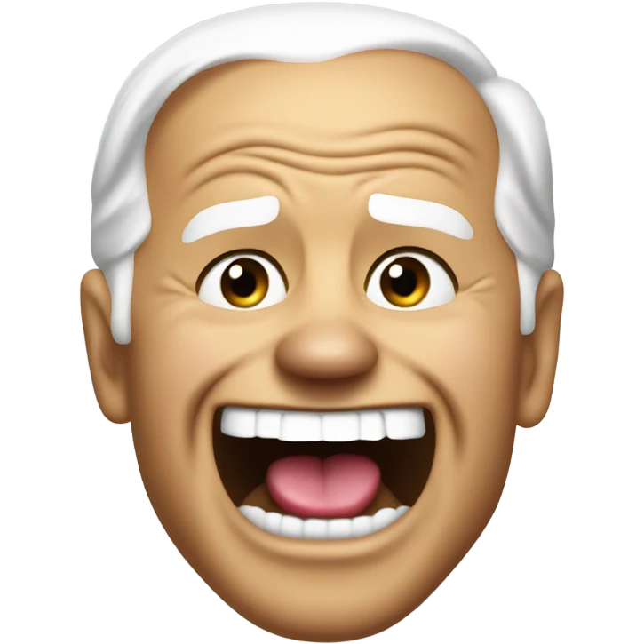Joe Biden with his tongue out of his mouth and sweat running down his face emoji