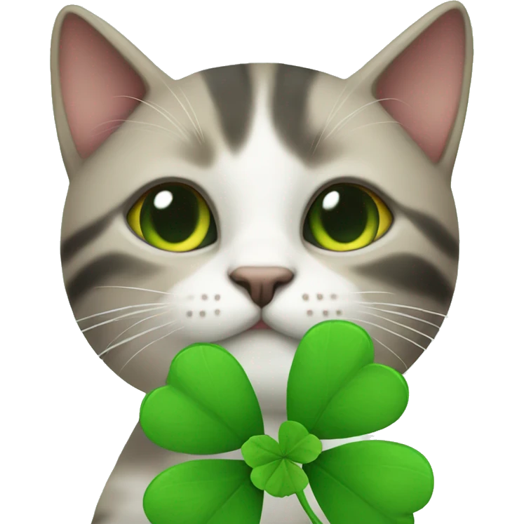 Cat holding a clover emoji