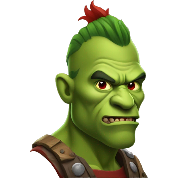 green orc with red beard and red mohican emoji