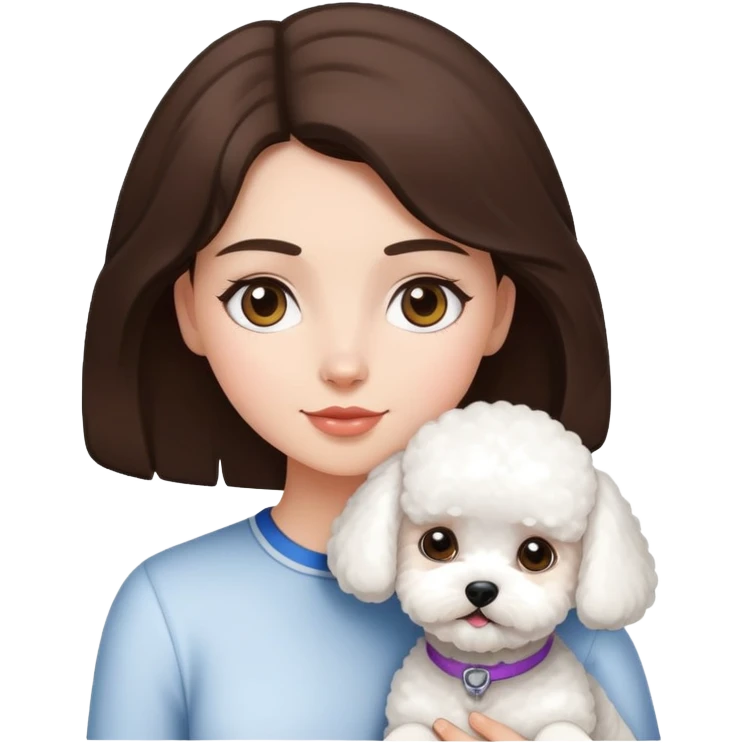 Brunette girl with bichon frise emoji