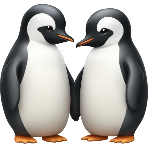 Two cute penguins holding hands  emoji