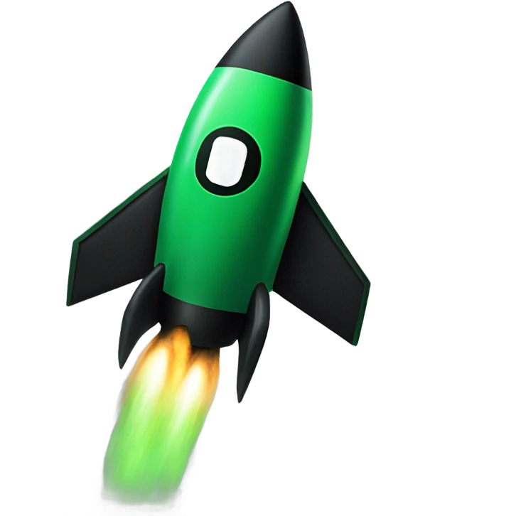 green and black rocket ship emoji
