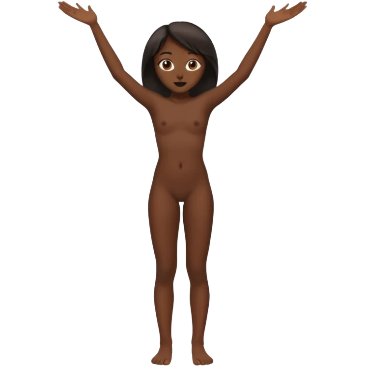 Full body nude teen black girl with actual black colored skin standing with legs spread wide open emoji