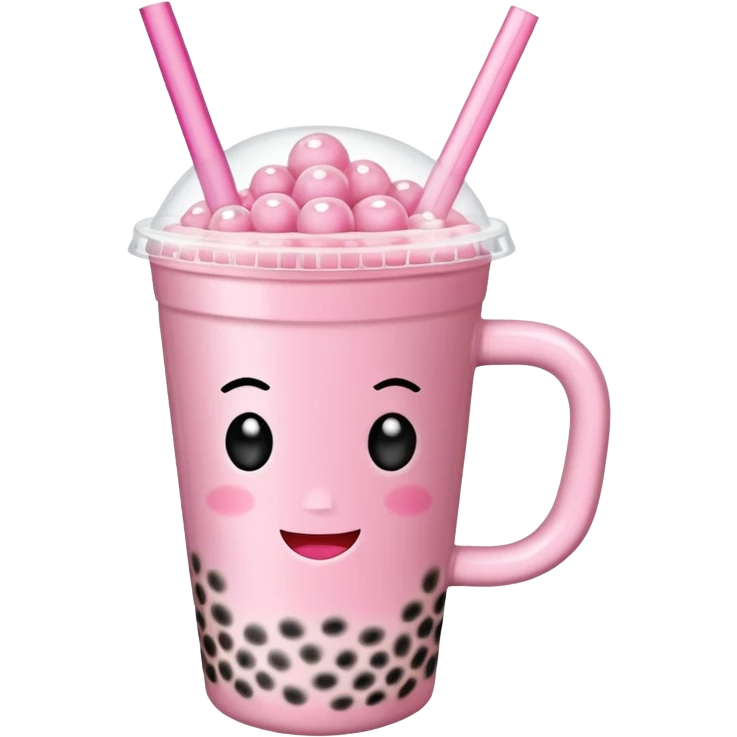 Pink mug with bubble tea emoji