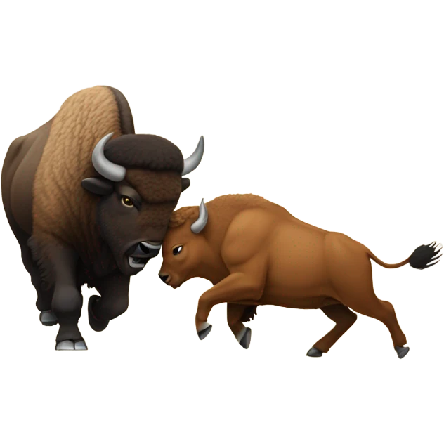 Bison fighting bobcat emoji