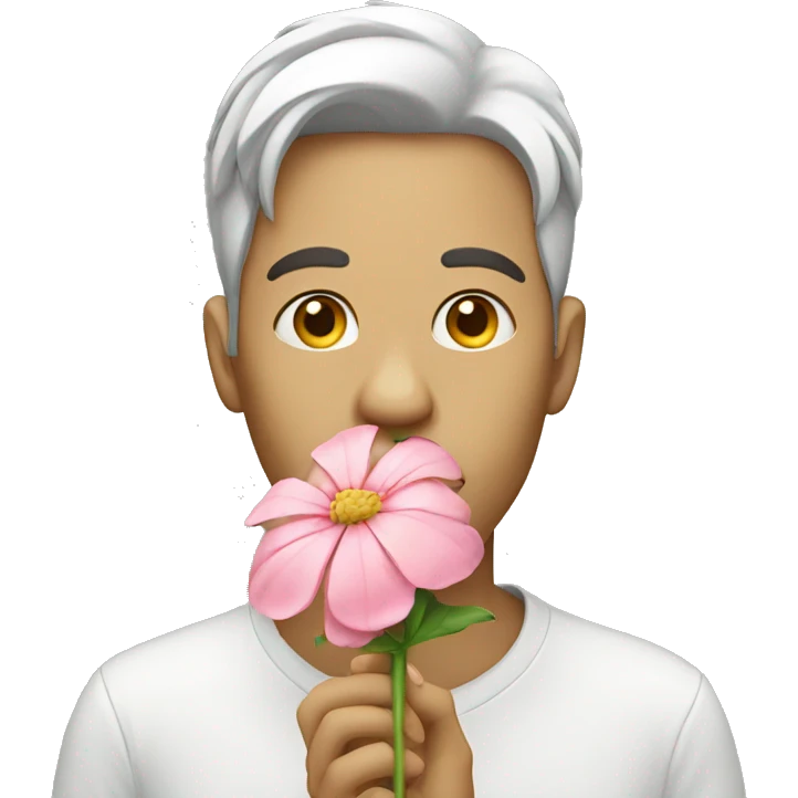Persons eating a big flower emoji