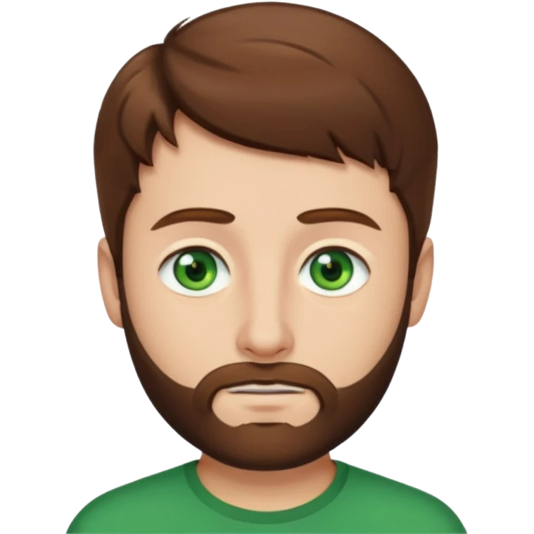 Richard brown hair and short beard, green eyes emoji