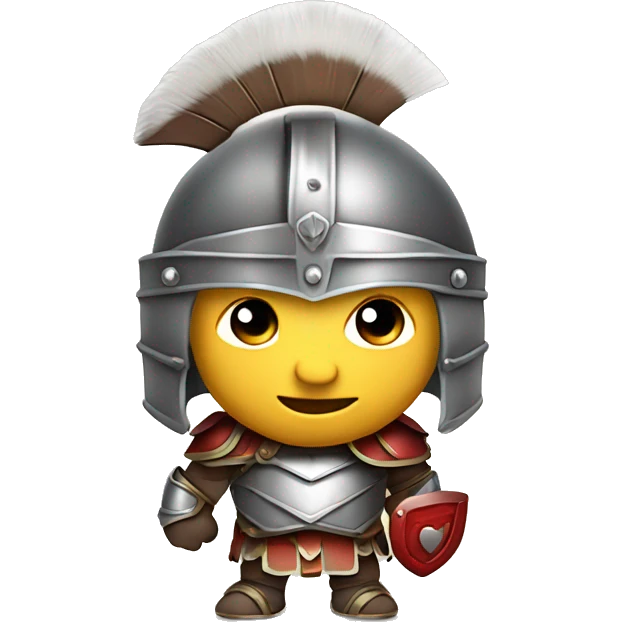 A gladiator with a helmet and armor, but in a cute twist, forming a heart with his hands. Represents strength with a hint of affection. emoji