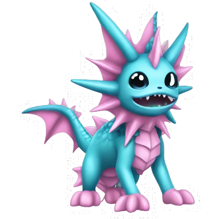 Pink Edgy Vaporeon dragon With Fins and spikes full body emoji