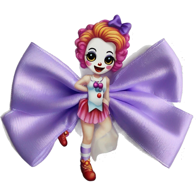 Pretty lavender clown girl long hair bows emoji