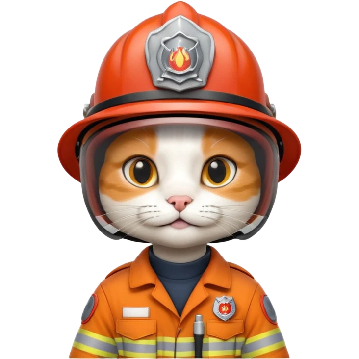 Cat firefighter, uniform including helmet of uniform emoji