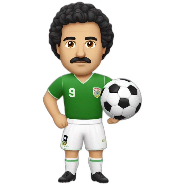 Pablo Escobar playing soccer emoji