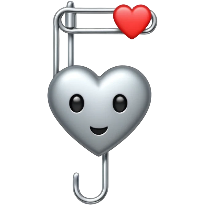 emo safety pin with a heart charm emoji