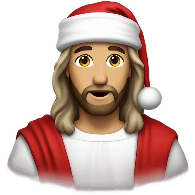 Jesus Christ wearing Santa hat emoji
