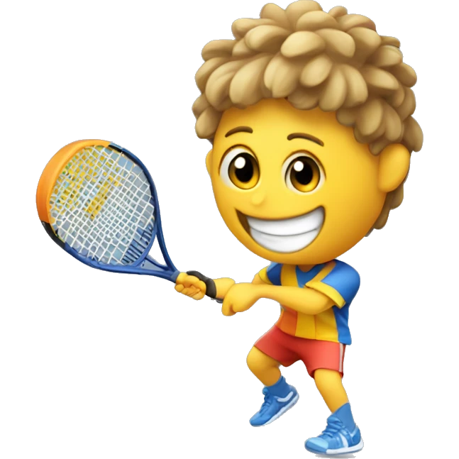 Padel player with nice smile, racket, ball  emoji