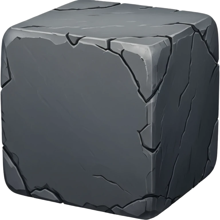 Create a dark gray stone cube, worn and weathered, with rounded and smoothed edges, realistic texture, and subtle imperfections emoji