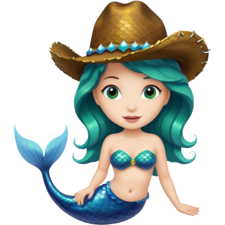 Mermaid wearing a cowboy hat emoji
