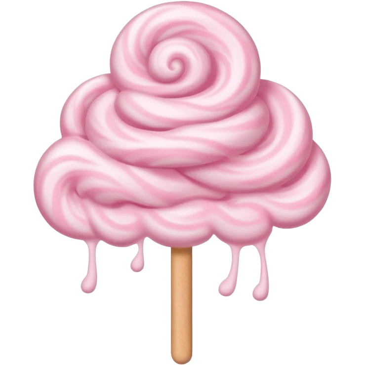 pastel pink cotton candy on a paper stick, swirling cloud-like texture emoji