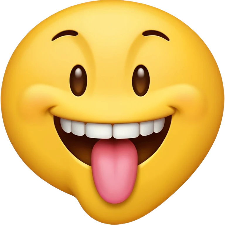 regular yellow emoji smiling but their tongue is covering their teeth  emoji