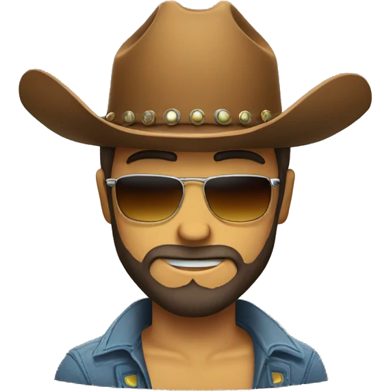 cry bearded man with cowboy hat and sunglass with thumb down emoji