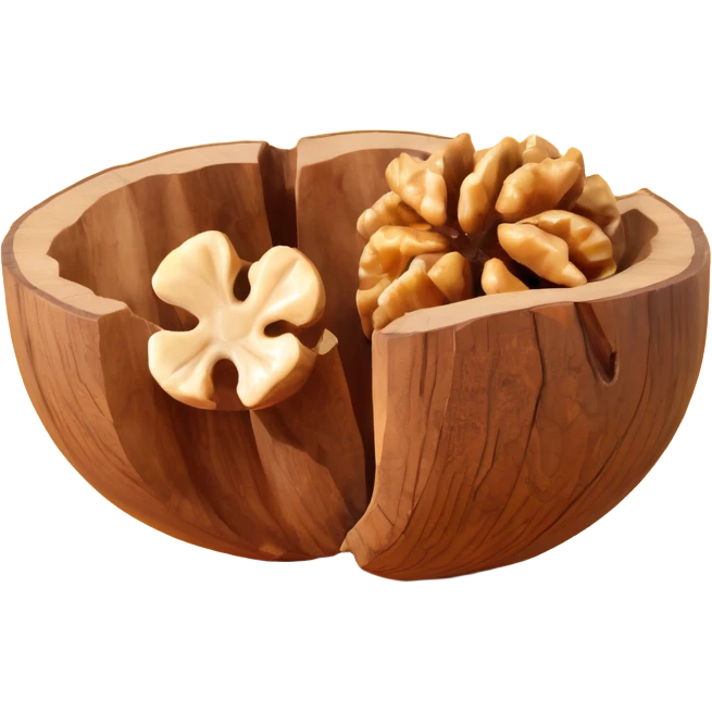 cracked walnut with nut exposed emoji