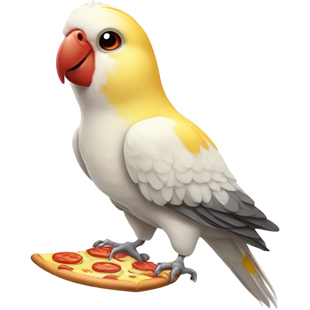 cockatiel holding pizza slice emoji