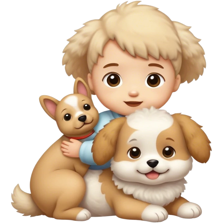 Baby playing with dog emoji