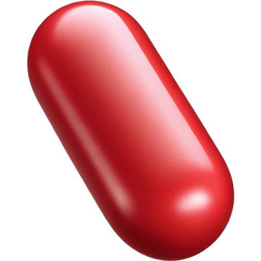 Singular glossy coated oblong red pill capsule emoji